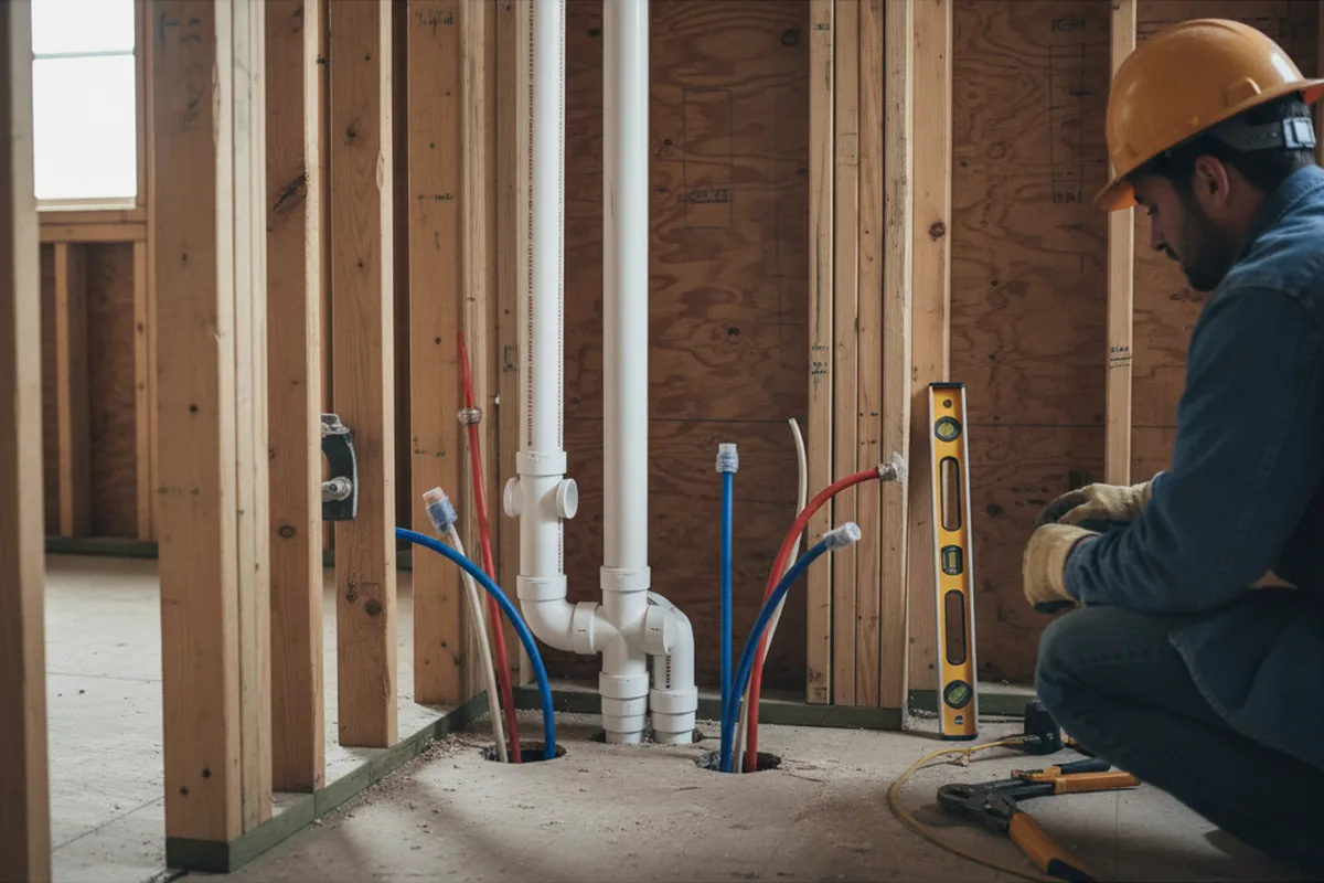Drain and supply rough-in during Leak Detection in Plantation